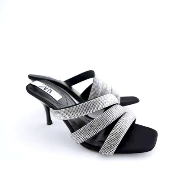 Zara Shoes - NWT ZARA Sparkly Strap Heeled Sandals Gorgeous Elegant Size 6.5​​​